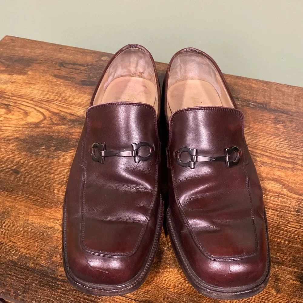 Salvatore Ferragamo Mens Studio Brown Metal Horsebit Leather‎ Loafers Size 9 2E